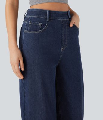 Jean décontracté ample Halara Flex™ taille haute avec poches lavé