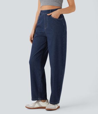 Jean décontracté ample Halara Flex™ taille haute avec poches lavé