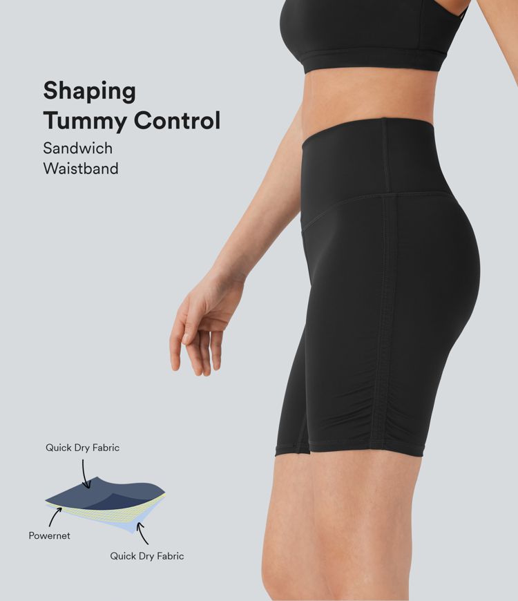 Softlyzero™ QuickDry SoCinched Short Cycliste de Course Taille Haute Gainant avec Fronces 17,5 cm