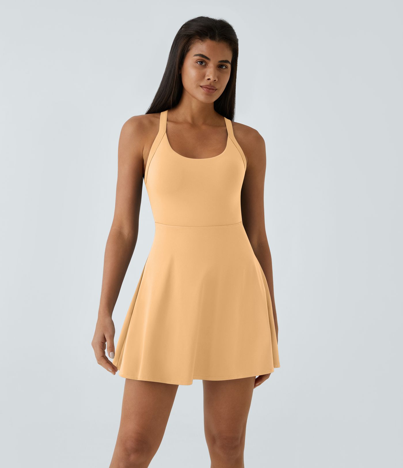 SoftlyZero™ Airy Backless Twisted Flare Low Support Dance Active Dress-Longer Length-Easy Peezy Edition A-C Cups