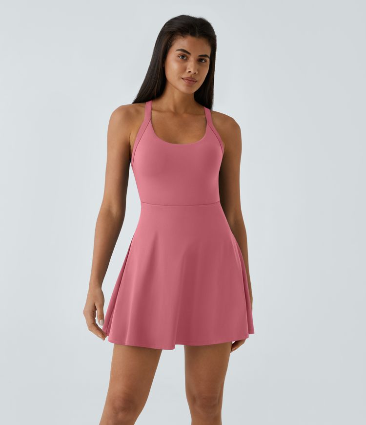 SoftlyZero™ Airy Backless Twisted Flare Low Support Dance Active Dress-Longer Length-Easy Peezy Edition A-C Cups