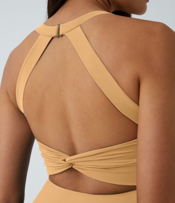 SoftlyZero™ Airy Backless Twisted Flare Low Support Dance Active Dress-Longer Length-Easy Peezy Edition A-C Cups