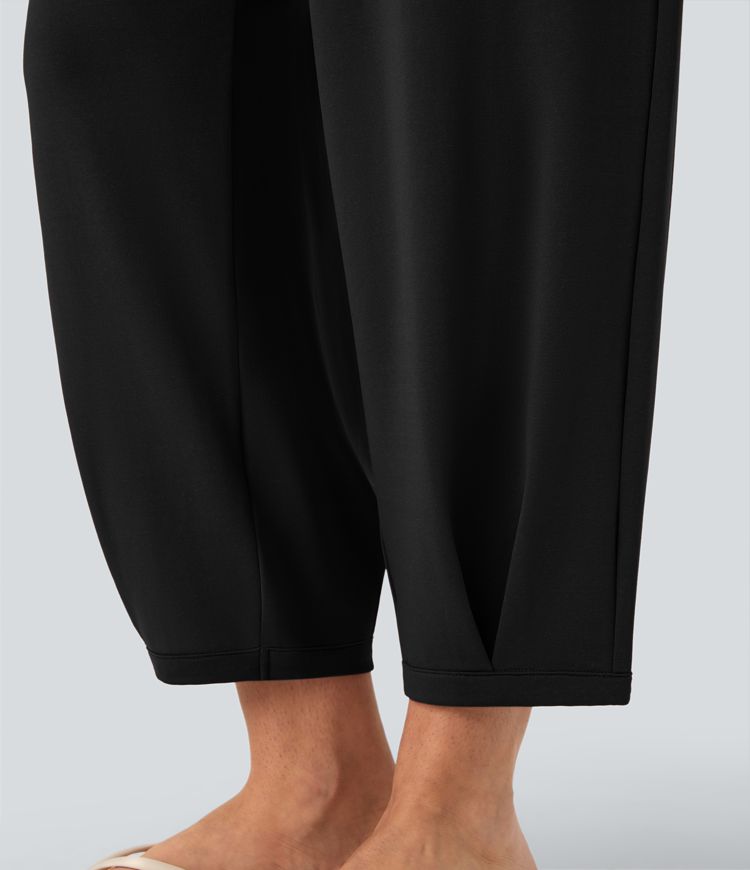 Mid Rise Drawstring Casual Tapered Trousers with Pockets Mid Rise Drawstring Casual Tapered Trousers with Pockets