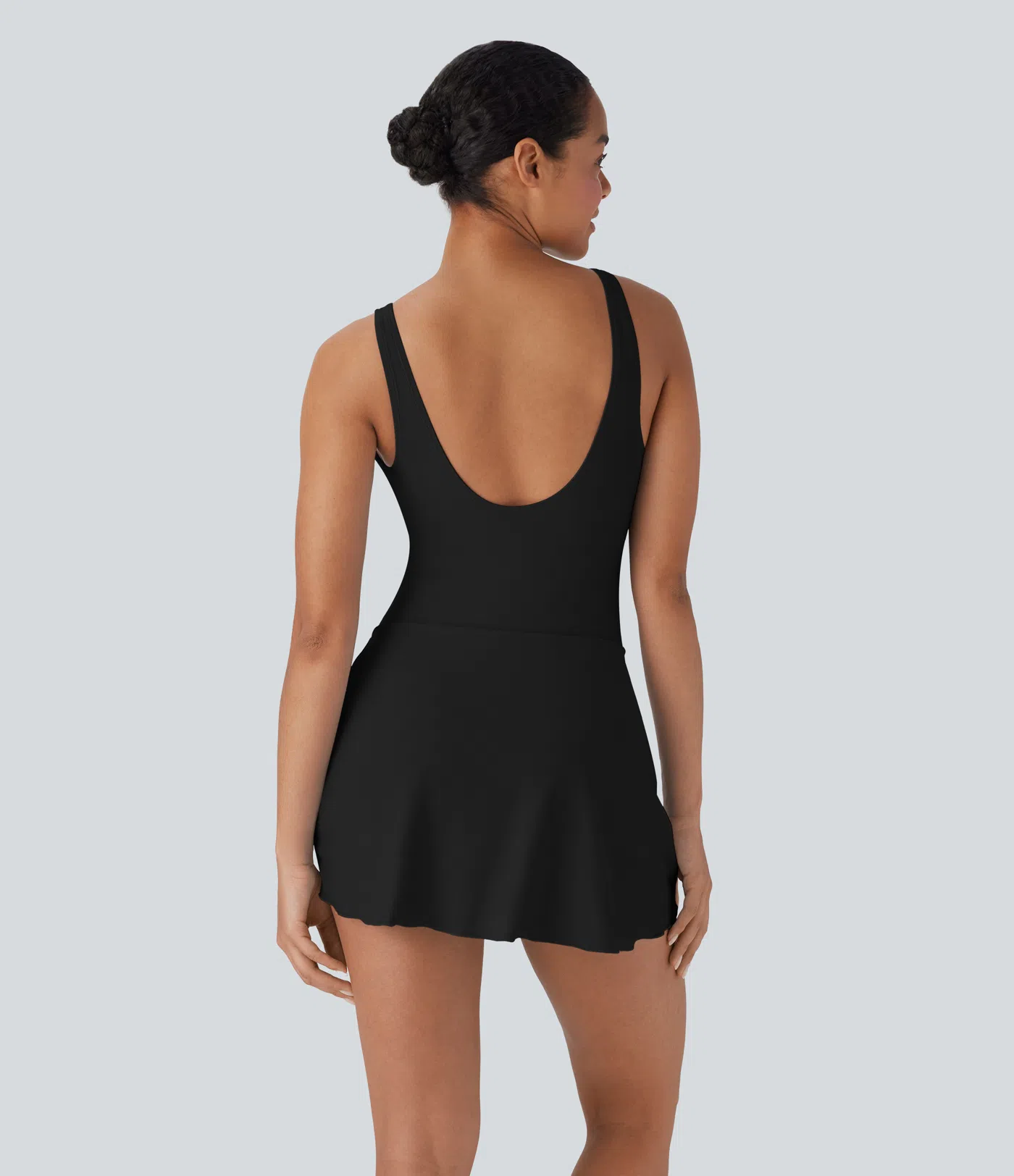 Crossover V Neck Backless Ruched Asymmetric Tie Hem 2-in-1 Tummy Control One Piece Swimsuit