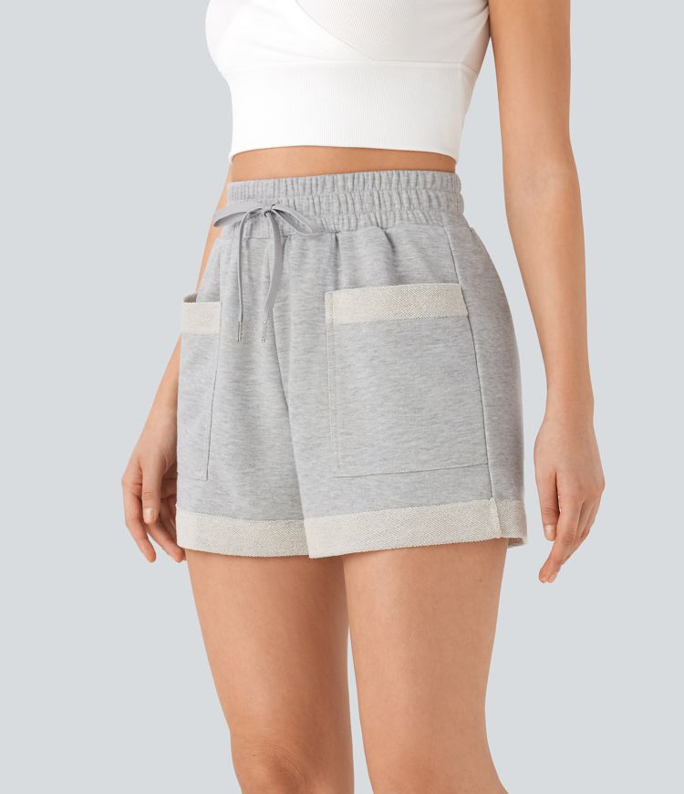 Mid Rise Drawstring Casual Shorts with Pockets