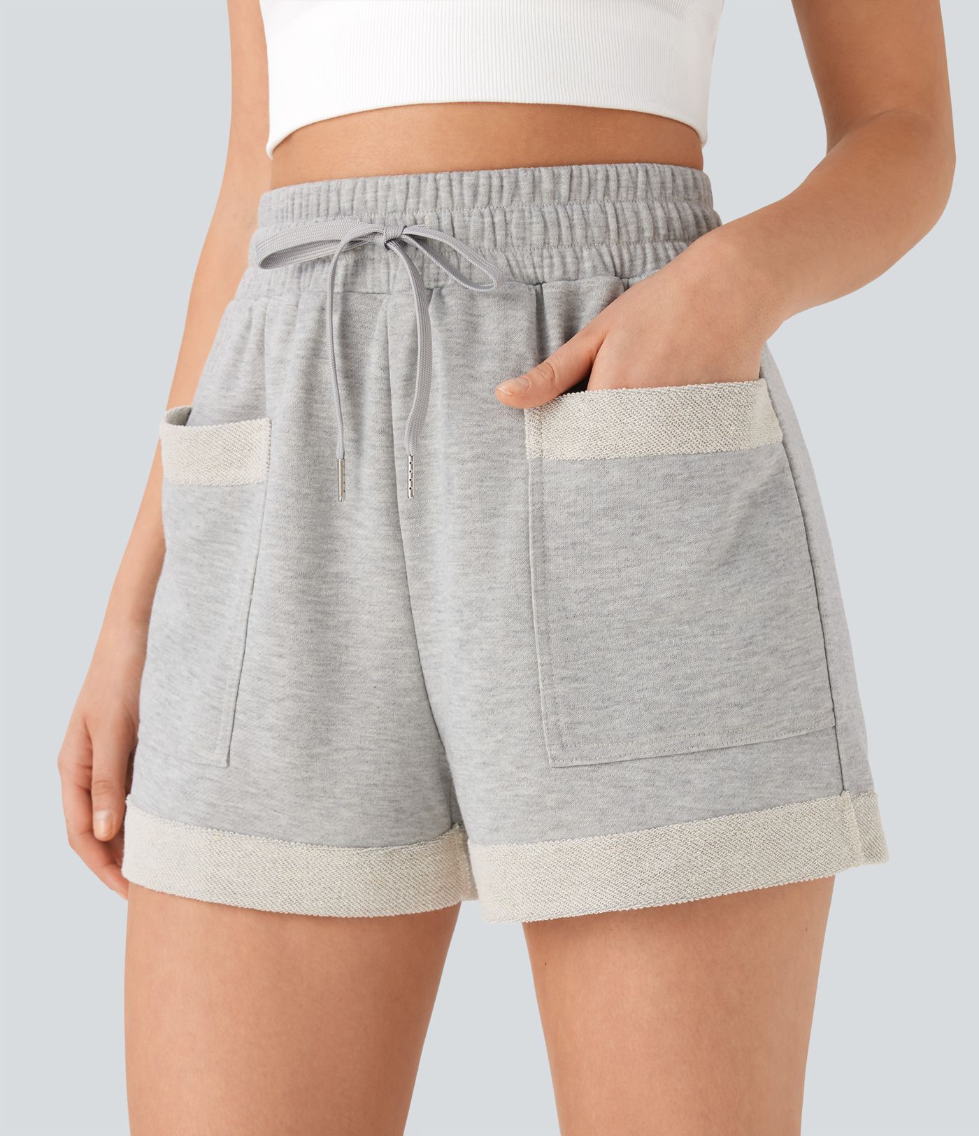 Mid Rise Drawstring Casual Shorts with Pockets
