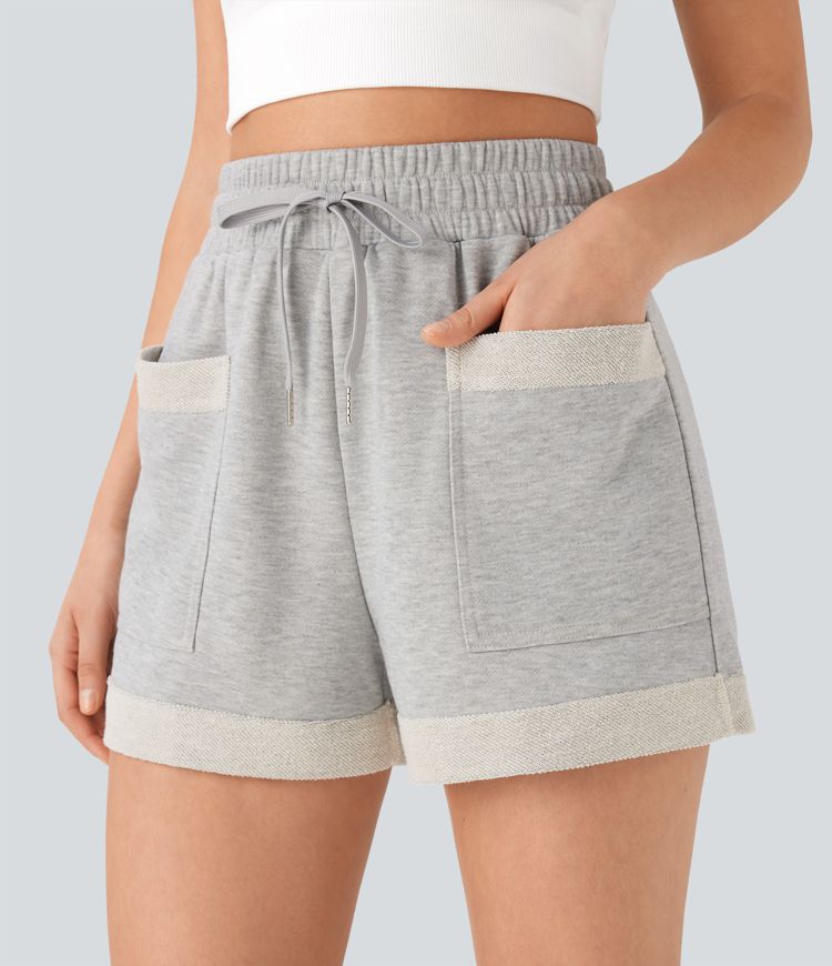 Mid Rise Drawstring Casual Shorts with Pockets