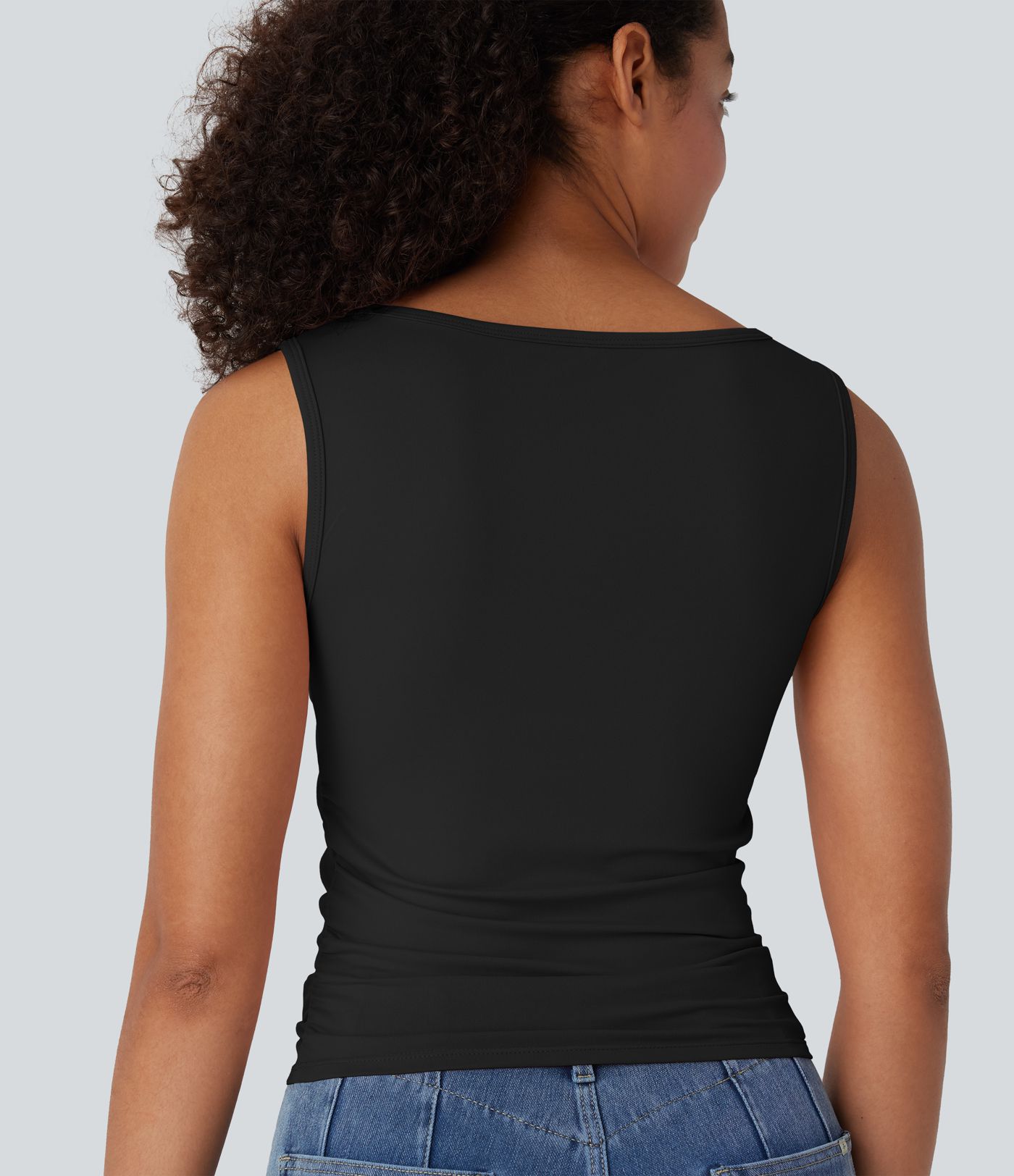 Boat Neck Sleeveless Ruched Casual Top