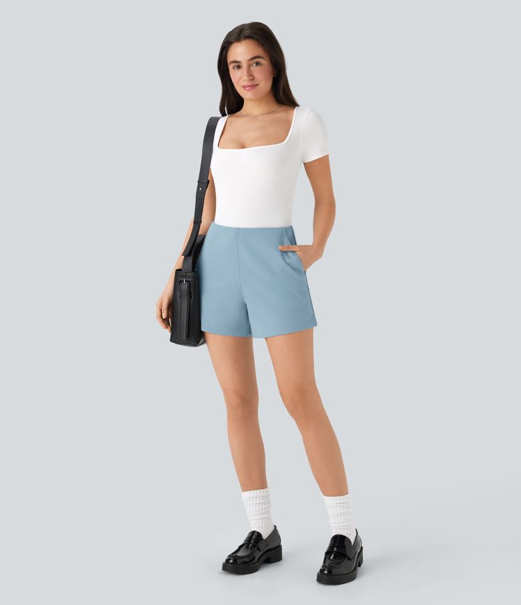 High Waisted Work Shorts with Side Pockets