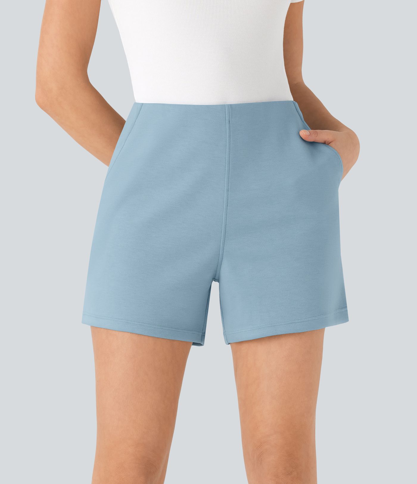 High Waisted Work Shorts with Side Pockets