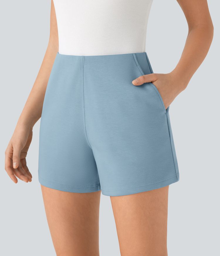 High Waisted Work Shorts with Side Pockets