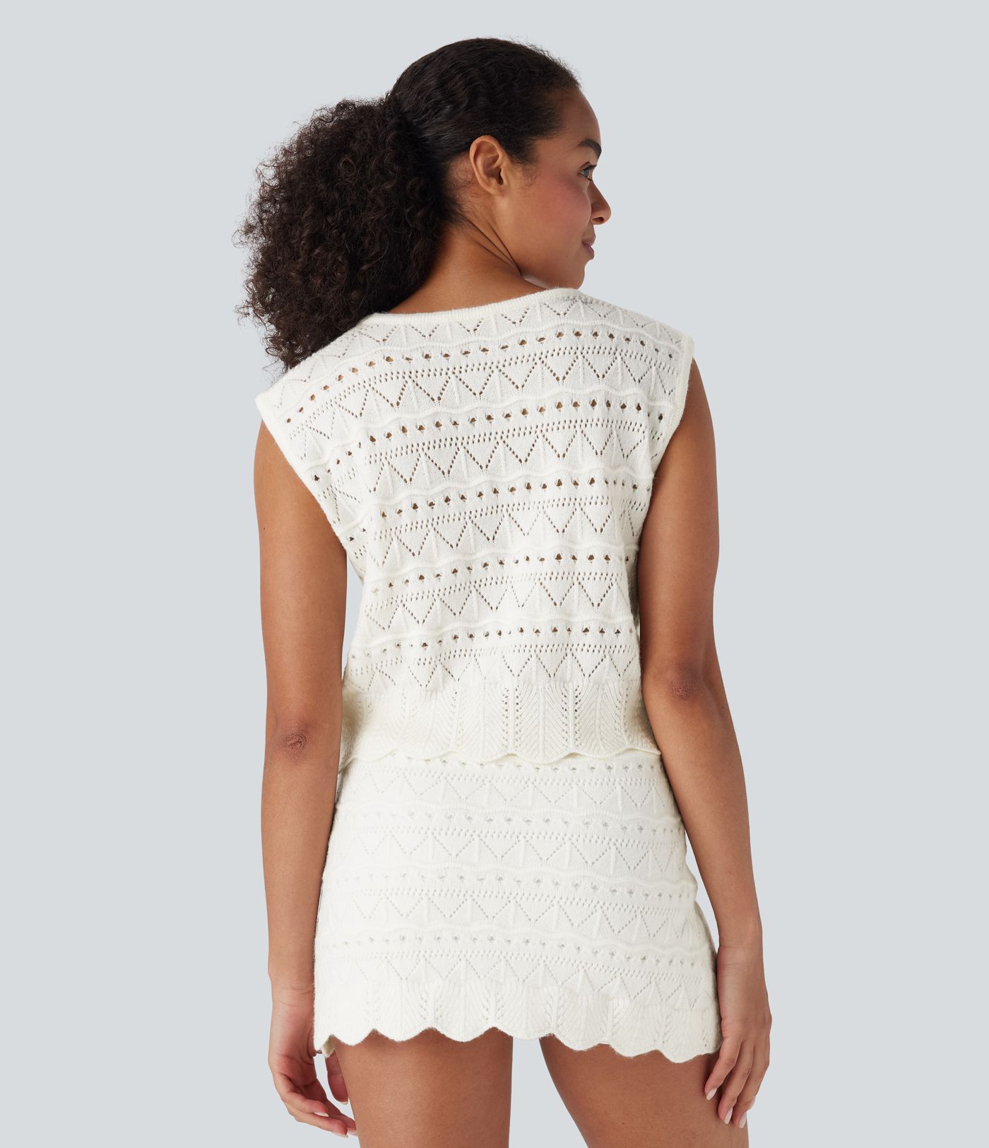 Gilet de Pull Décontracté Tricoté Ouvert à Ourlet Évanoui