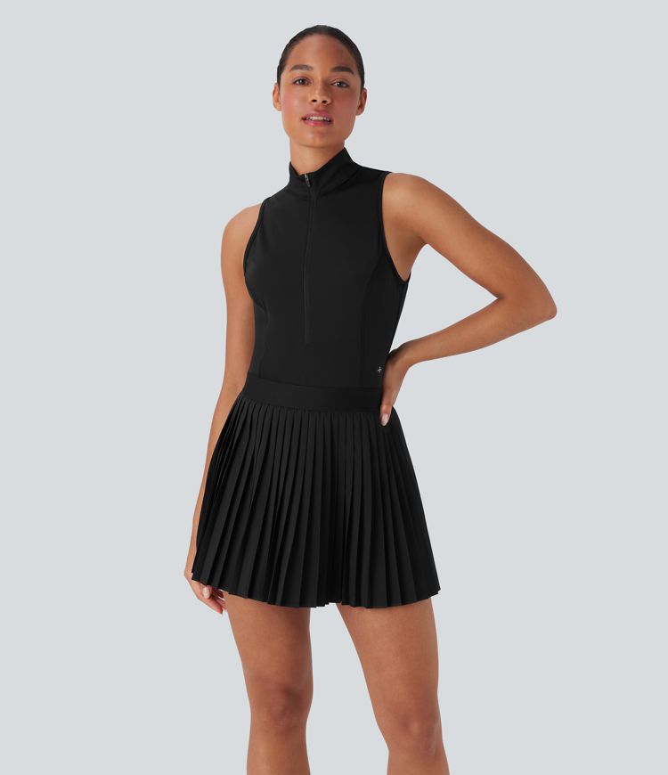 Breezeful™ Sleeveless Cut Out 2-in-1 Pleated Quick Dry Mini Tennis Active Dress with Side Pockets