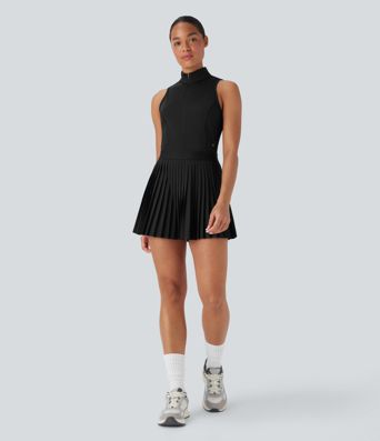 Breezeful™ Sleeveless Cut Out 2-in-1 Pleated Quick Dry Mini Tennis Active Dress with Pockets