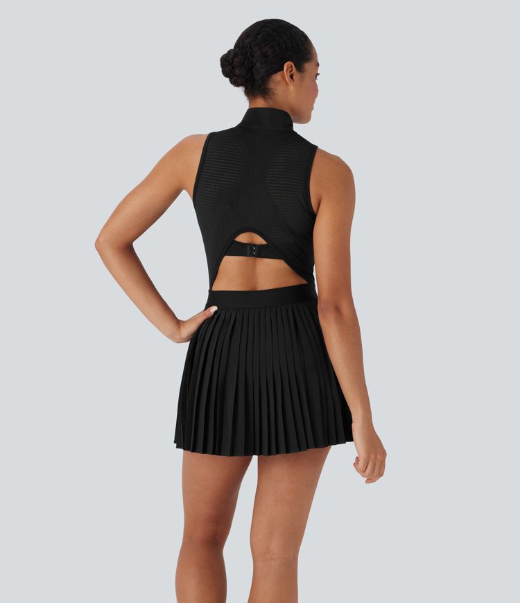 Breezeful™ Sleeveless Cut Out 2-in-1 Pleated Quick Dry Mini Tennis Active Dress with Pockets