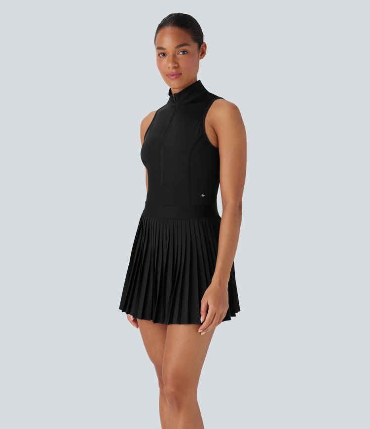 Breezeful™ Sleeveless Cut Out 2-in-1 Pleated Quick Dry Mini Tennis Active Dress with Side Pockets