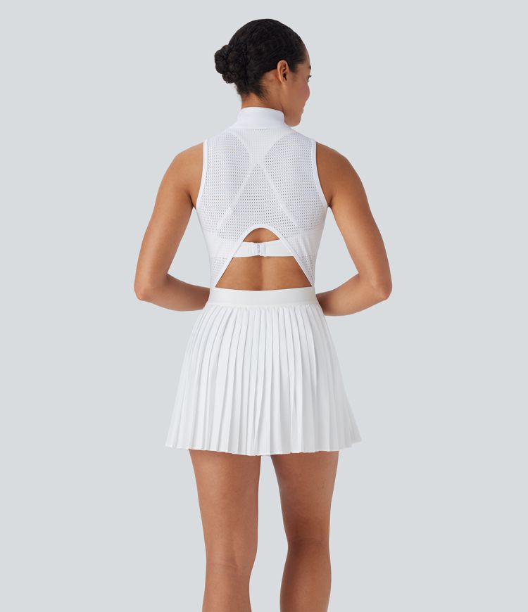 Breezeful™ Sleeveless Cut Out 2-in-1 Pleated Quick Dry Mini Tennis Active Dress with Pockets
