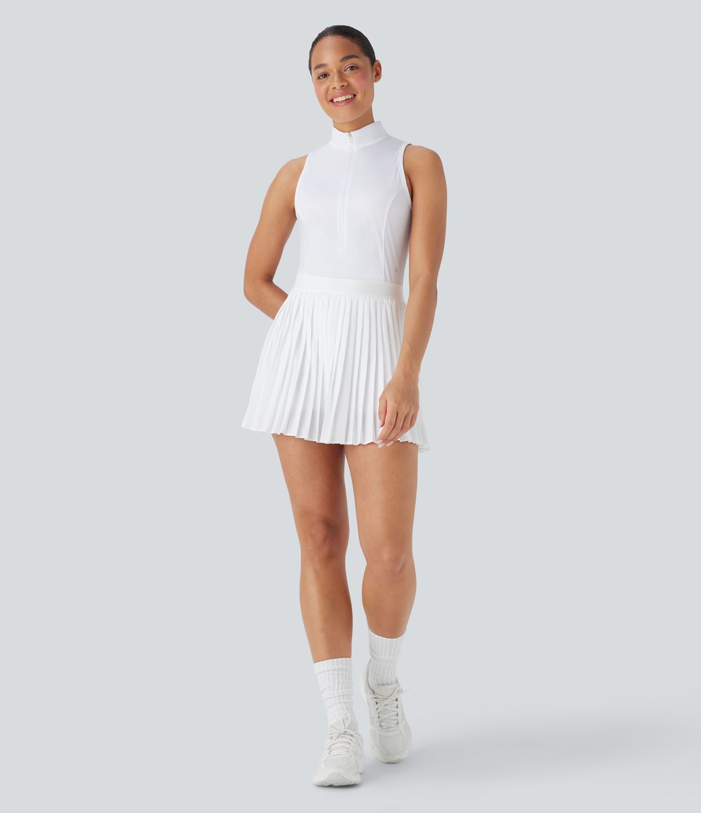 Breezeful™ Sleeveless Cut Out 2-in-1 Pleated Quick Dry Mini Tennis Active Dress with Pockets