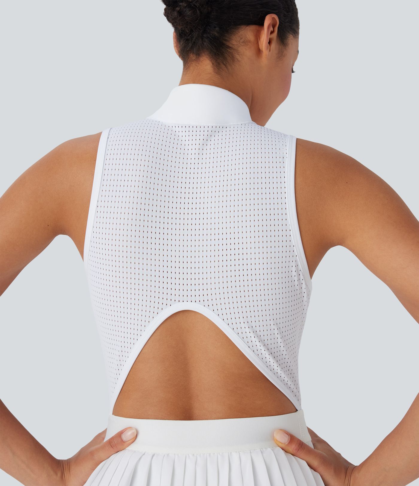 Breezeful™ Sleeveless Cut Out 2-in-1 Pleated Quick Dry Mini Tennis Active Dress with Pockets