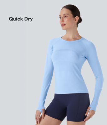 OneForm Seamless Flow Thumb Hole Perforated Quick Dry Hiking Sports Top