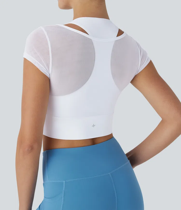Top deportivo de yoga 2 en 1 con espalda nadadora y tejido en contraste