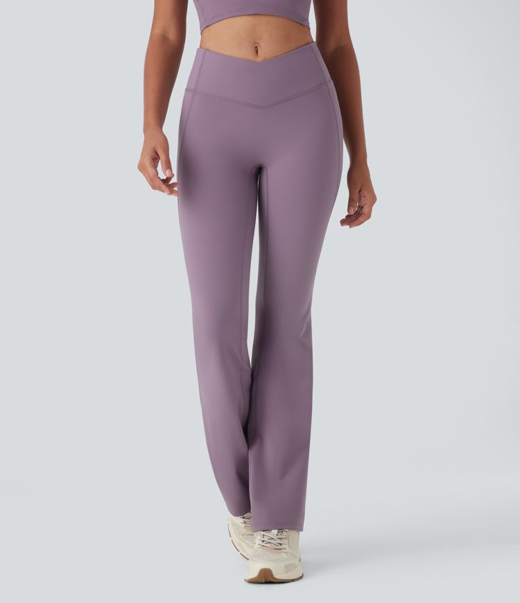Halara UltraSculpt™ Cool Quick Dry V-Shaped High Waisted Tummy Control Hiking Flare Leggings-UPF 50+ with Pockets