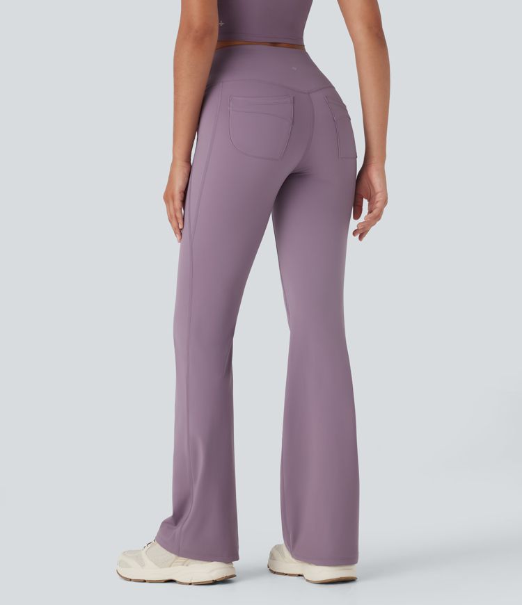 Halara UltraSculpt™ Cool Quick Dry V-Shaped High Waisted Tummy Control Hiking Flare Leggings-UPF 50+ with Pockets