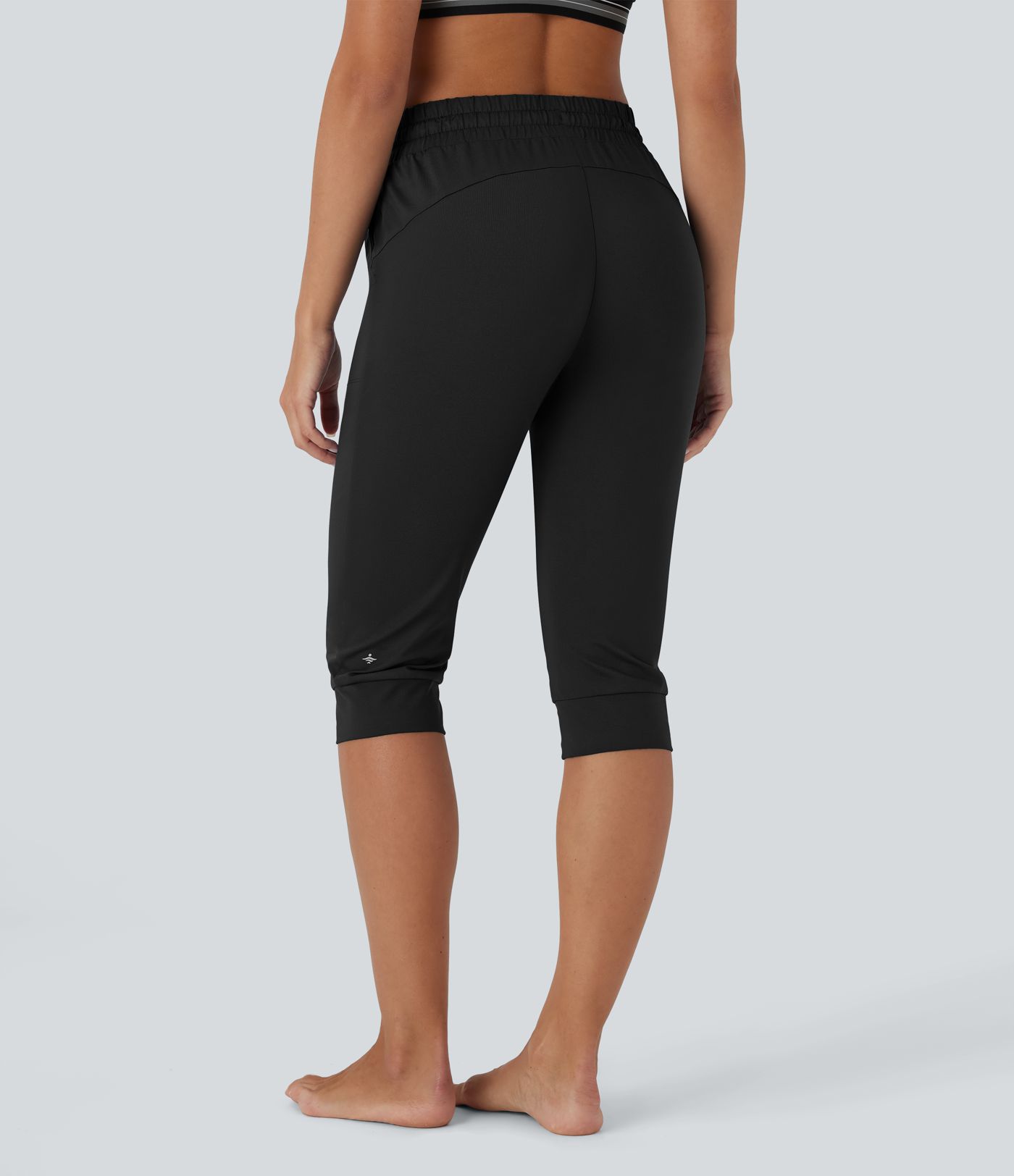 High Waisted Drawstring Pocket Dance Pedal Pusher Joggers