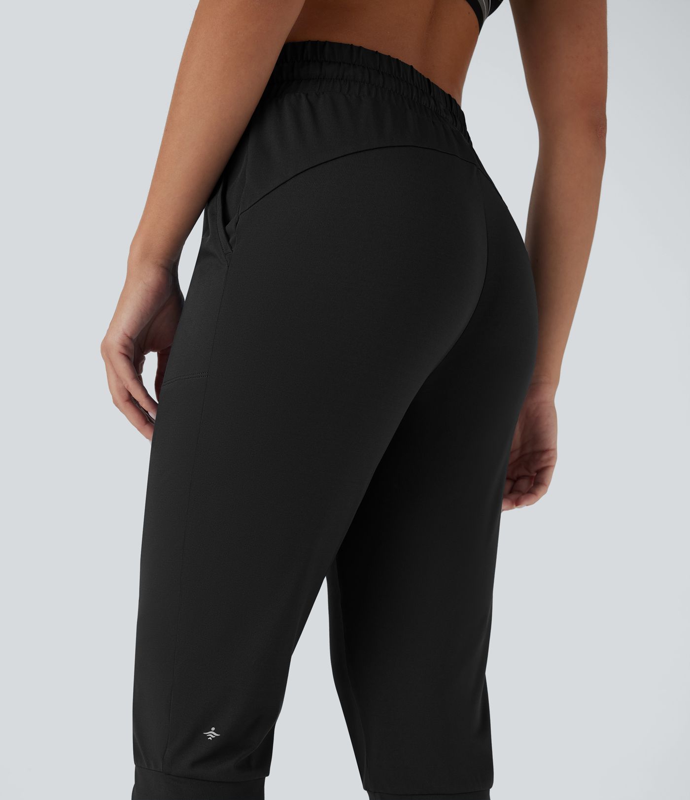 High Waisted Drawstring Pocket Dance Pedal Pusher Joggers