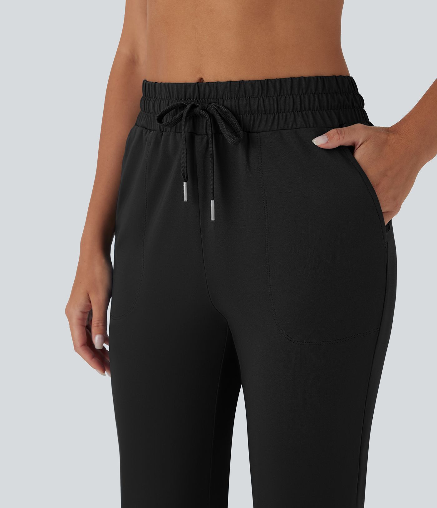 High Waisted Drawstring Pocket Dance Pedal Pusher Joggers