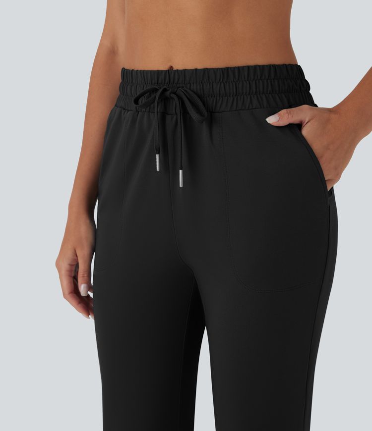 High Waisted Drawstring Pocket Dance Pedal Pusher Joggers