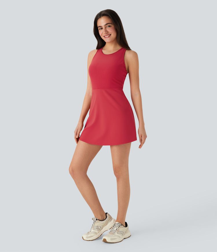 Mini-robe de tennis SpeedWave™ dos nageur avec bretelles croisées, filet contrasté et séchage rapide