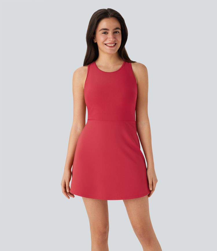 Mini-robe de tennis SpeedWave™ dos nageur avec bretelles croisées, filet contrasté et séchage rapide