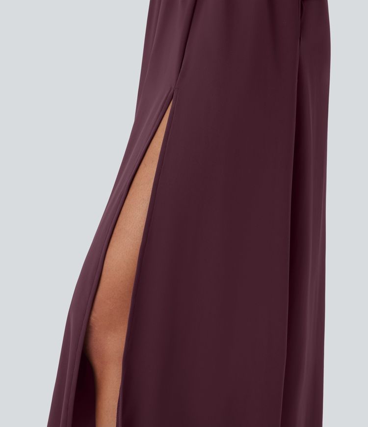 SoftlyZero™ Airy Racerback Cool Touch Casual Slip Dress with Pockets D-F Cups