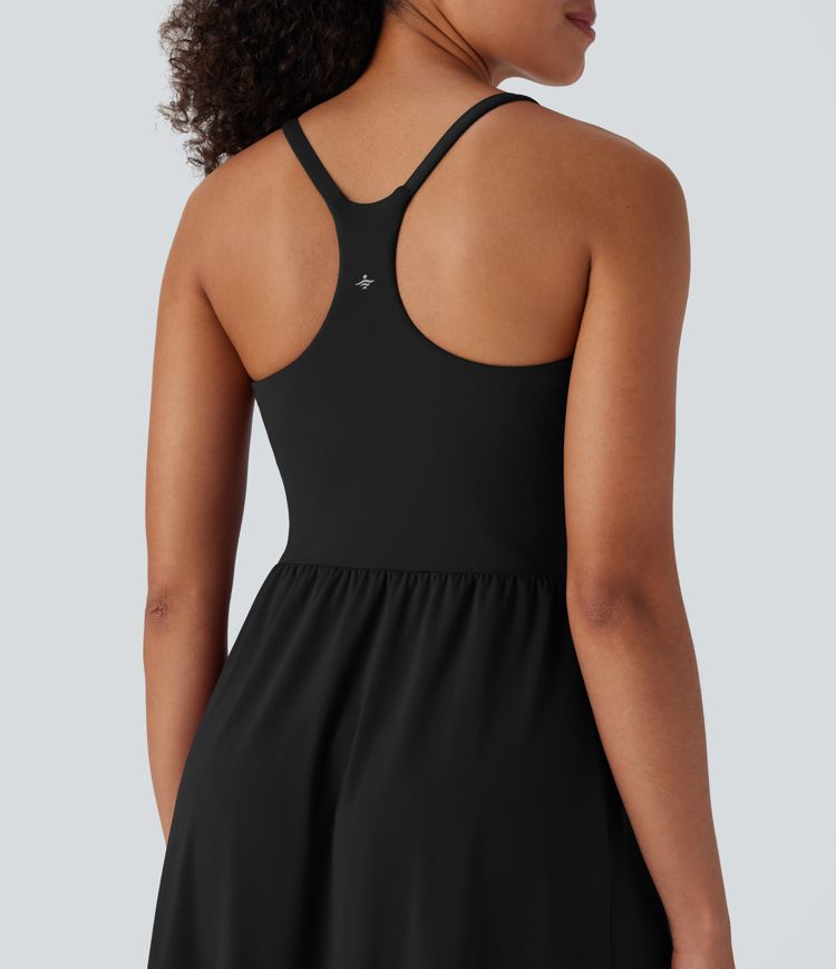 SoftlyZero™ Airy Racerback Cool Touch Casual Slip Dress with Pockets D-F Cups