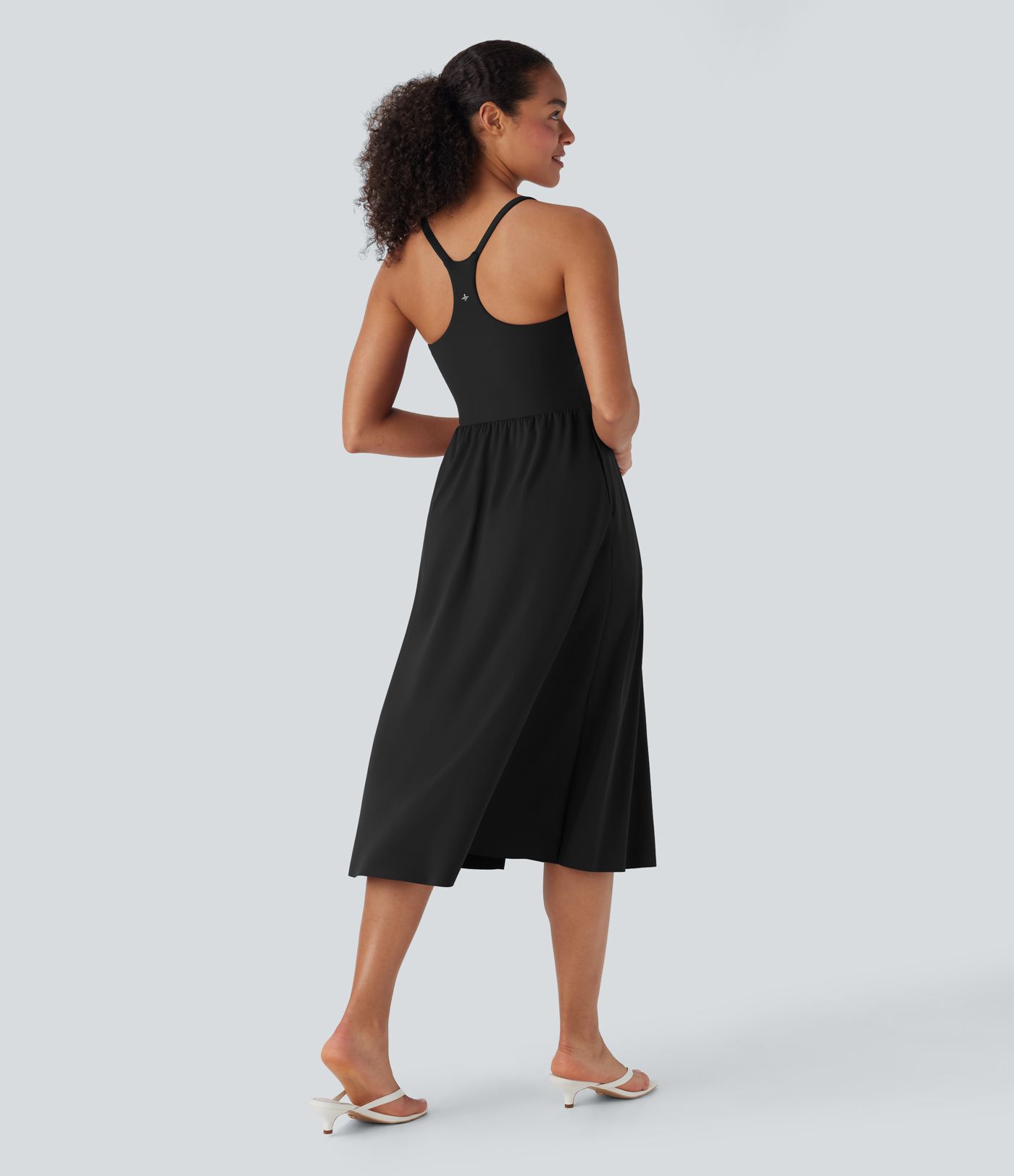 SoftlyZero™ Airy Racerback Cool Touch Casual Slip Dress with Pockets D-F Cups