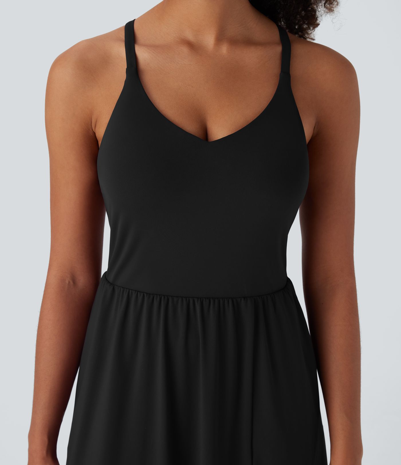 SoftlyZero™ Airy Racerback Cool Touch Casual Slip Dress with Pockets D-F Cups