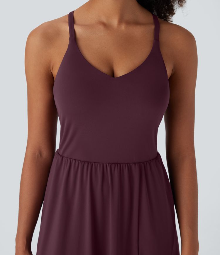 SoftlyZero™ Airy Racerback Cool Touch Casual Slip Dress with Pockets D-F Cups