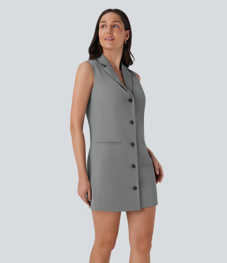 Sleeveless Mini Work Dress with Pockets