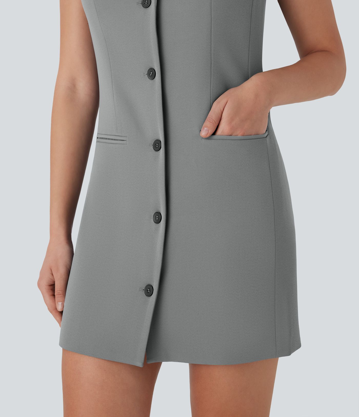 Sleeveless Mini Work Dress with Pockets
