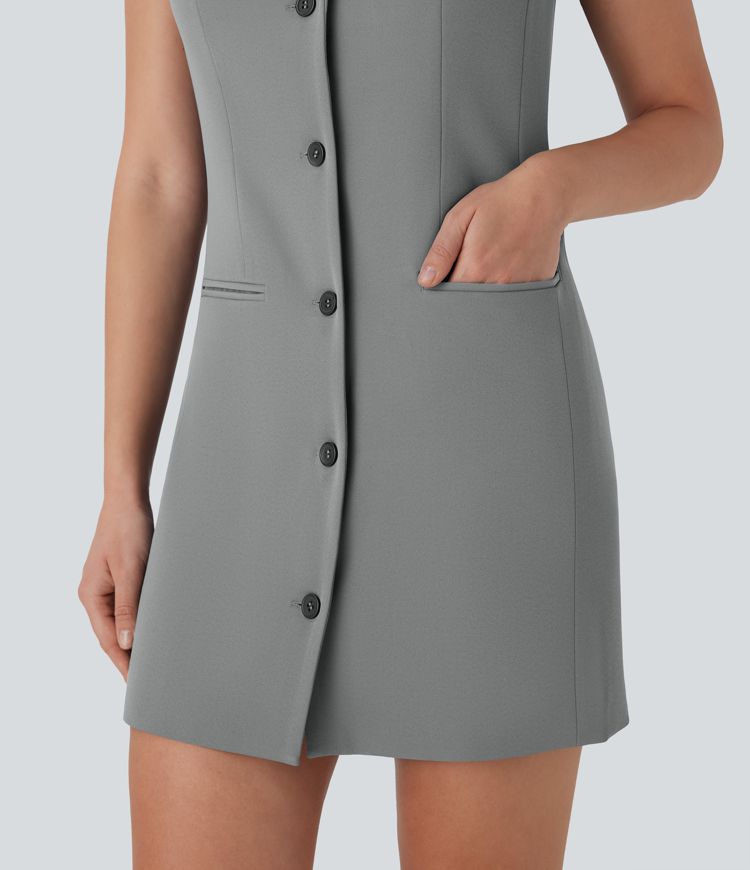 Sleeveless Mini Work Dress with Pockets
