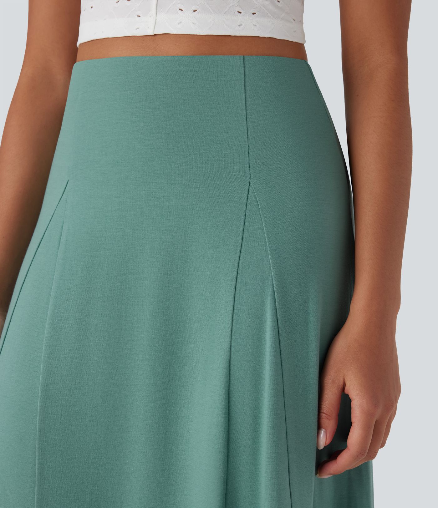 High Waisted Side Zipper Maxi Casual Flare Skirt