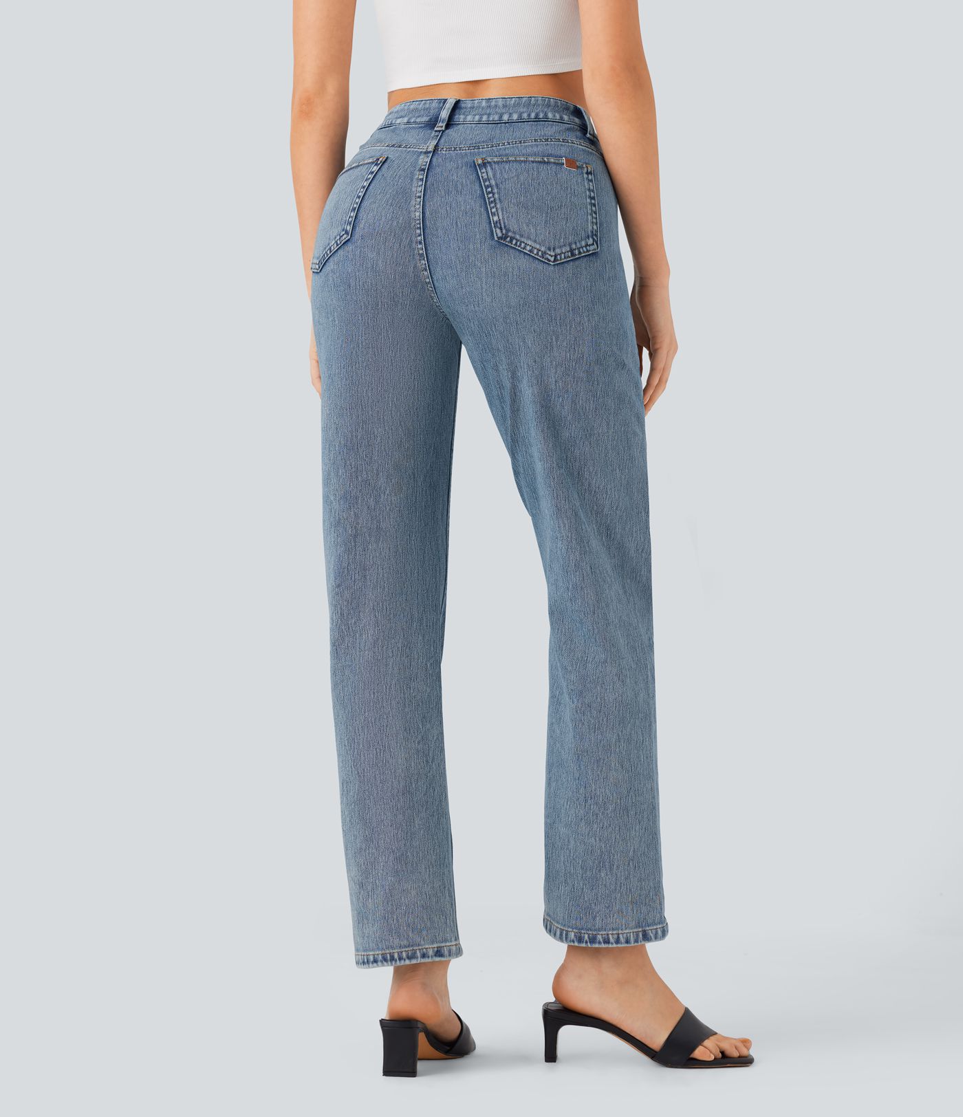 Halara Flex™ High Waisted Zipper Pockets Straight Leg Casual Jeans