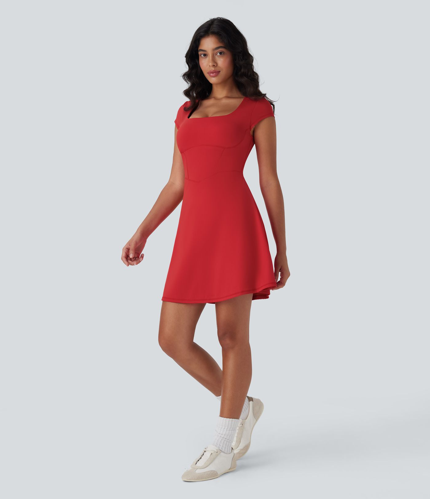 SoftlyZero™ Plush Squzre Neck Corset 2-in-1 Mini Casual Dress with Pocket
