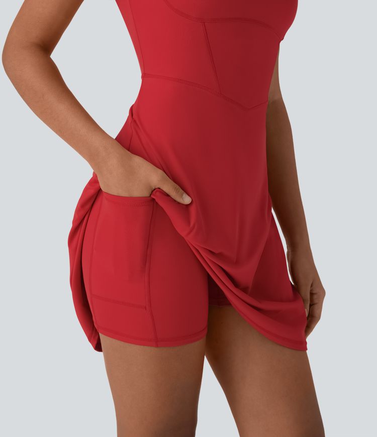SoftlyZero™ Plush Squzre Neck Corset 2-in-1 Mini Casual Dress with Pocket