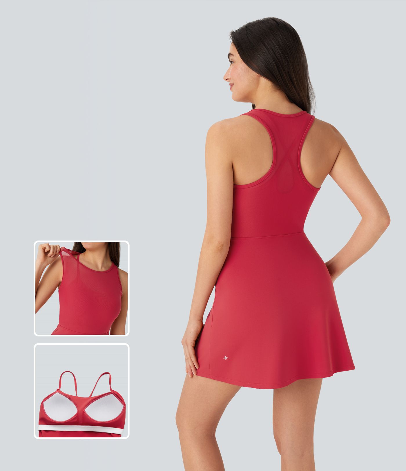 Mini-robe de tennis SpeedWave™ dos nageur avec bretelles croisées, filet contrasté et séchage rapide