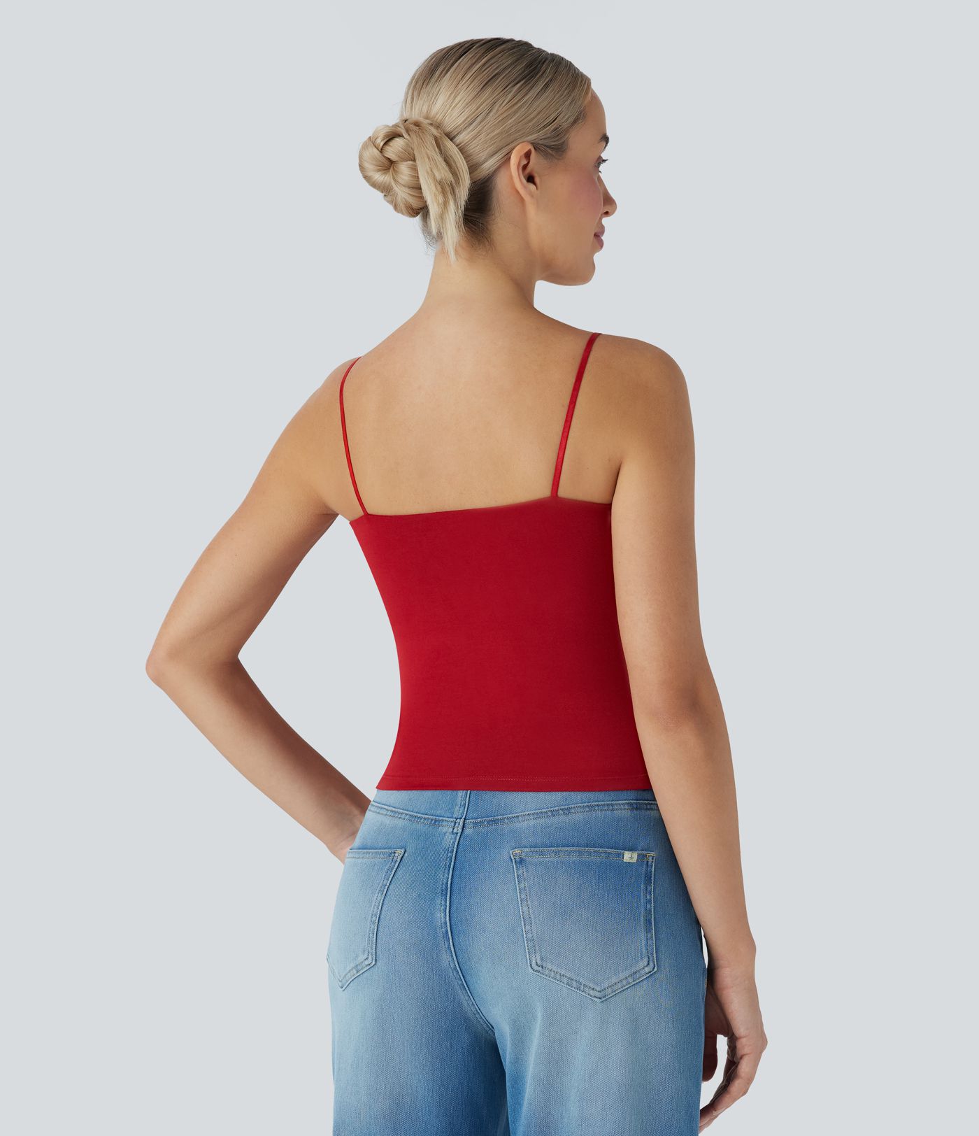 Ruched Built-in Bra Casual Cami Top