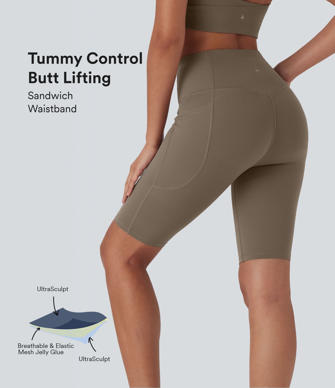 Halara UltraSculpt™ High Waisted Butt Lifting Tummy Control Shaping Training Biker Shorts 9'' with Pockets