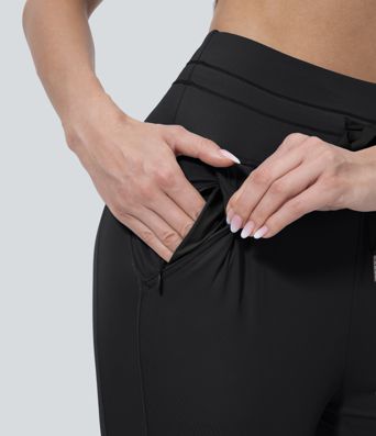 SoftlyZero™ Plush High Waisted Drawstring Pocket Plain Capri Yoga Joggers SoftlyZero™ Plush High Waisted Drawstring Pocket Plain Capri Yoga Joggers