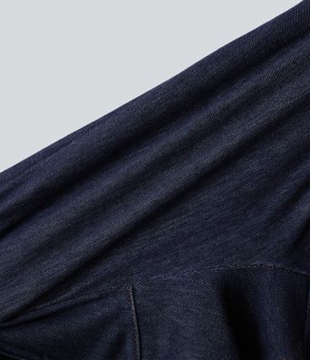 Halara Flex™ Square Neck Short Sleeve Zipper Stretchy Knit Denim Mini Casual Dress